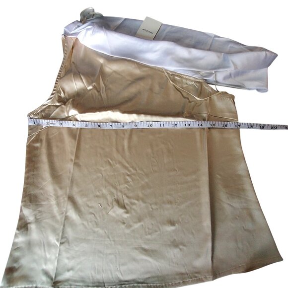 Idem Ditto Champagne Satin Mini Slip Dress S Polyester Lightweight, breathable - Picture 4 of 9